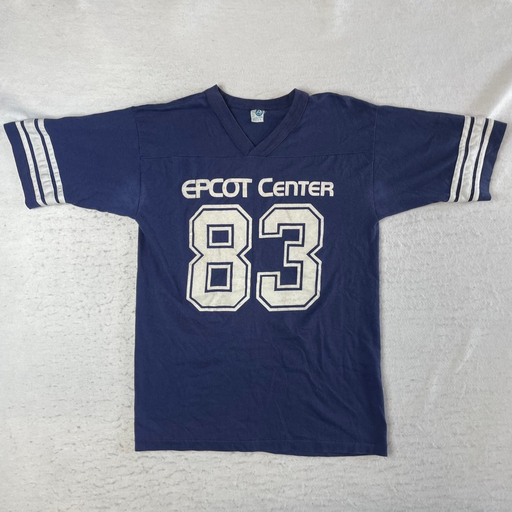Artex Epcot‎ Center Jersey T-Shirt Mens Large Blue Vintage 1983 Disney World
